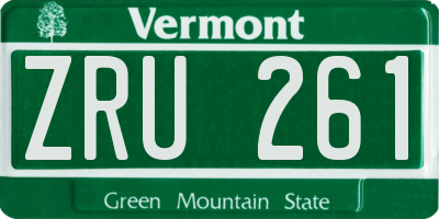 VT license plate ZRU261