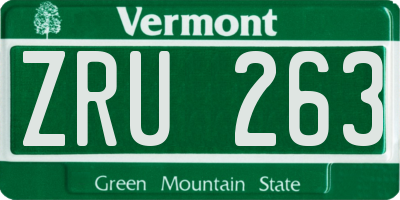 VT license plate ZRU263