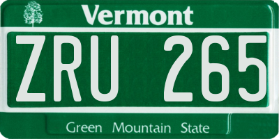 VT license plate ZRU265