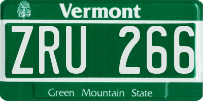 VT license plate ZRU266