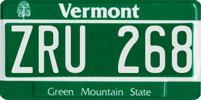 VT license plate ZRU268