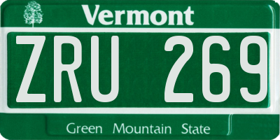 VT license plate ZRU269