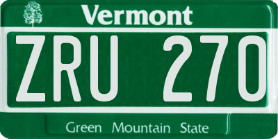 VT license plate ZRU270