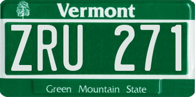 VT license plate ZRU271