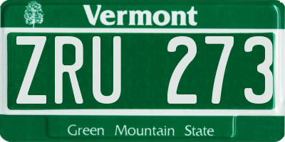 VT license plate ZRU273
