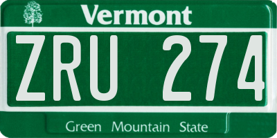 VT license plate ZRU274