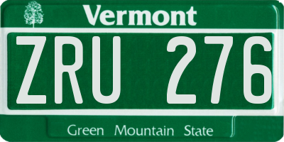 VT license plate ZRU276