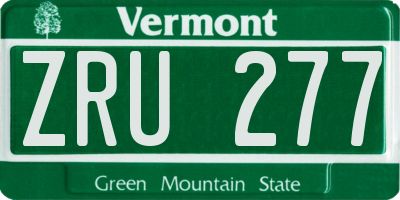 VT license plate ZRU277
