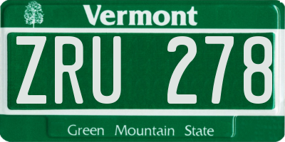 VT license plate ZRU278