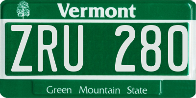 VT license plate ZRU280