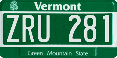 VT license plate ZRU281