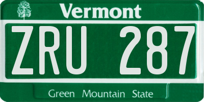 VT license plate ZRU287