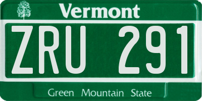 VT license plate ZRU291