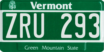 VT license plate ZRU293