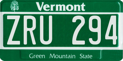 VT license plate ZRU294