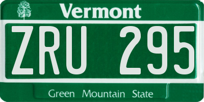 VT license plate ZRU295