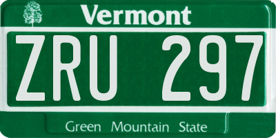 VT license plate ZRU297