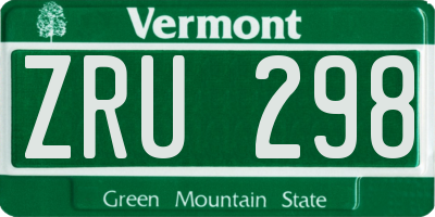 VT license plate ZRU298