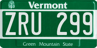 VT license plate ZRU299