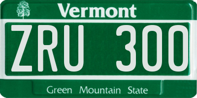 VT license plate ZRU300