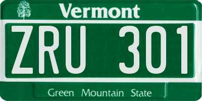 VT license plate ZRU301