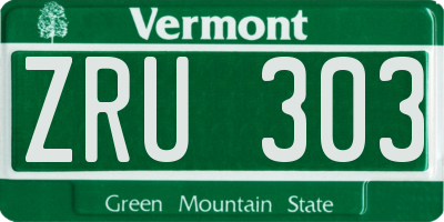VT license plate ZRU303