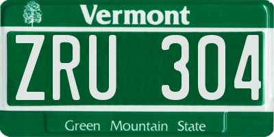 VT license plate ZRU304