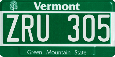 VT license plate ZRU305