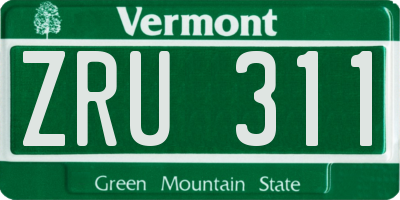 VT license plate ZRU311