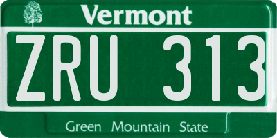VT license plate ZRU313