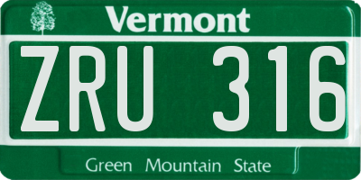 VT license plate ZRU316