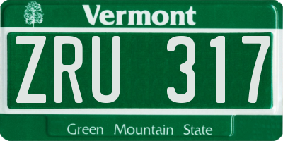 VT license plate ZRU317