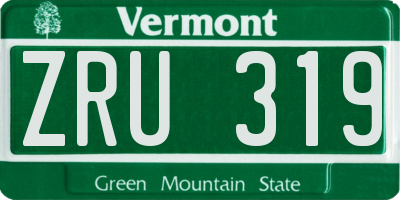 VT license plate ZRU319