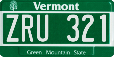 VT license plate ZRU321