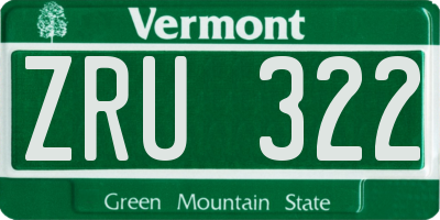 VT license plate ZRU322
