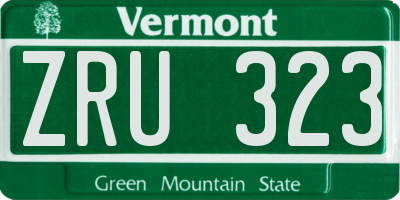 VT license plate ZRU323