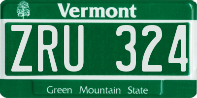 VT license plate ZRU324
