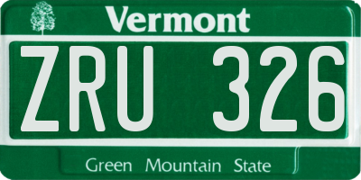 VT license plate ZRU326