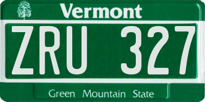 VT license plate ZRU327