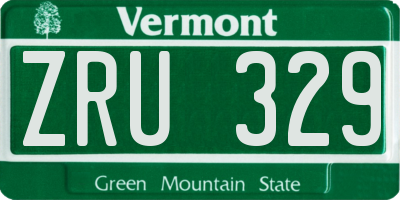 VT license plate ZRU329