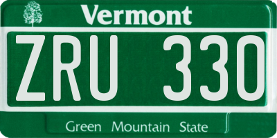 VT license plate ZRU330
