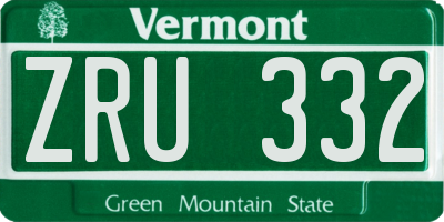 VT license plate ZRU332