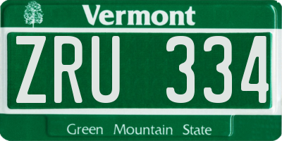 VT license plate ZRU334