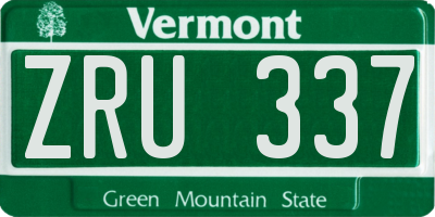 VT license plate ZRU337