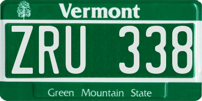 VT license plate ZRU338