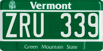 VT license plate ZRU339