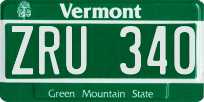 VT license plate ZRU340