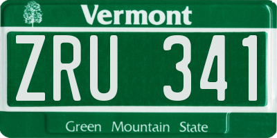 VT license plate ZRU341