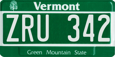 VT license plate ZRU342
