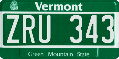 VT license plate ZRU343